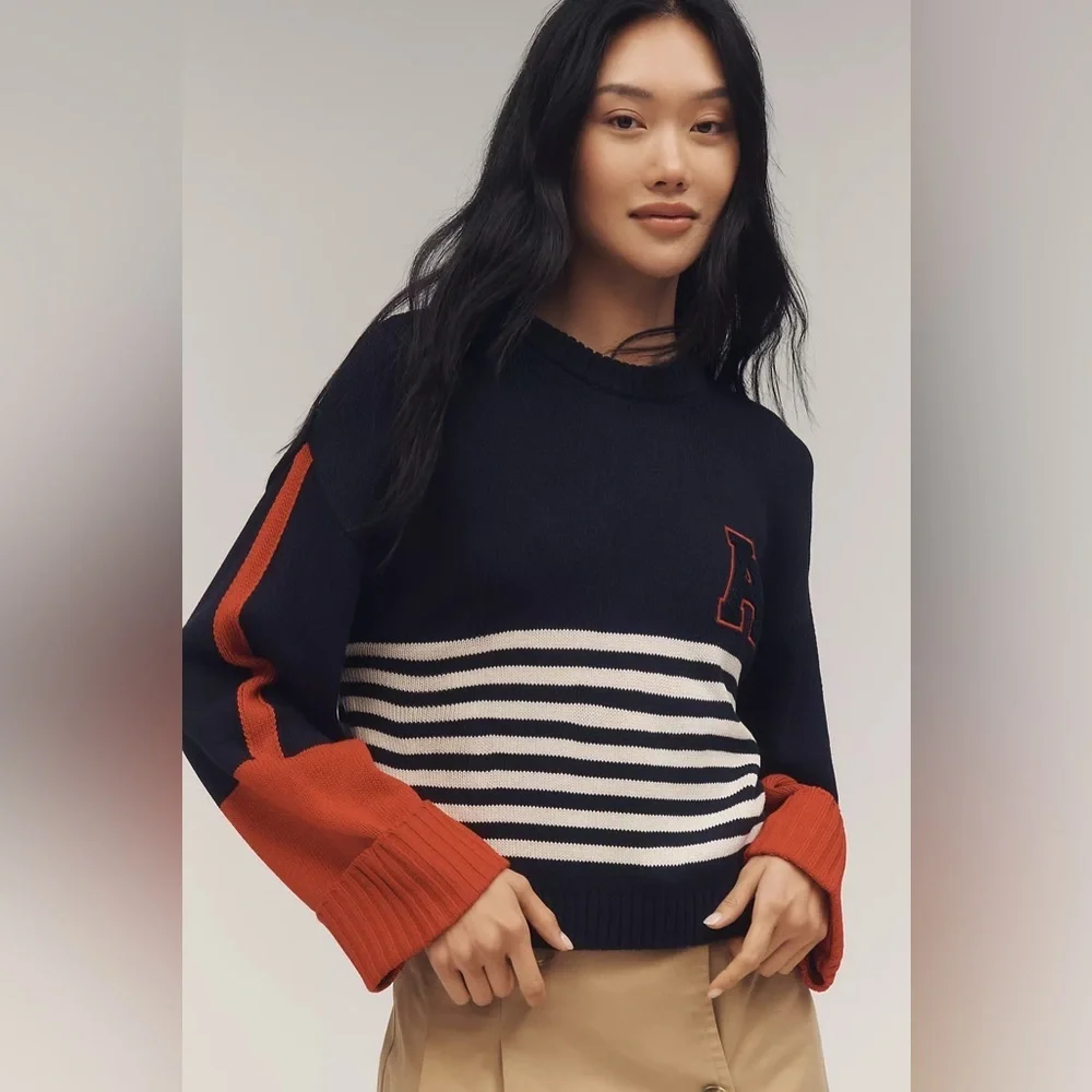 NWT Maeve Sporty Crew-Neck Pullover Sweater - Picture 1 of 7